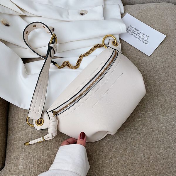 

burminsa summer chain мягкая грудь сумки для женщин большой емкости девушки crossbody сумки высокого качества pu талии пакет 2020 бежевый, Black;red