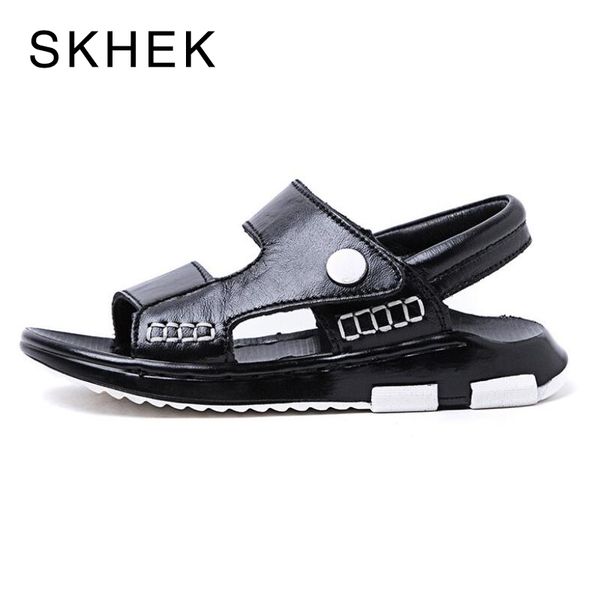 

summer boy sandals kids genuine leather beach shoes fashion sport sandal children sandals for boys leather casual shoes, Black;red