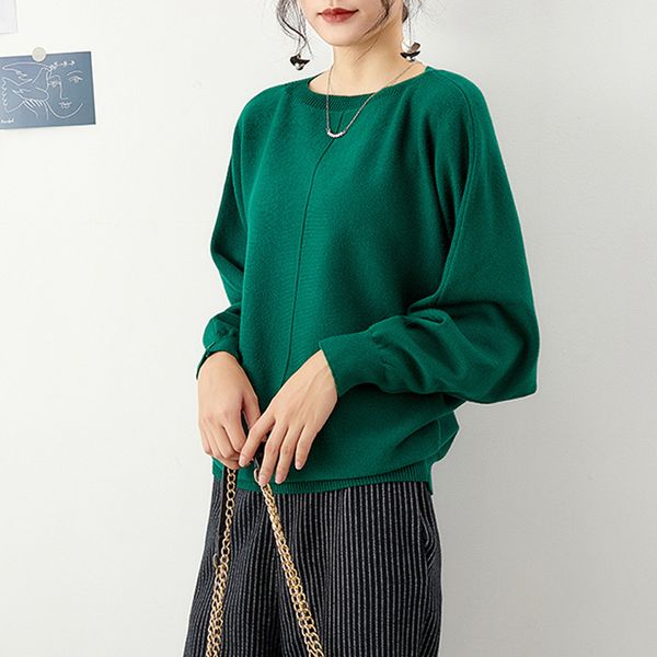 

plus size knit sweater women 2020 new autumn and winter long-sleeved bat shirt loose round neck sweater woman pullover, White;black