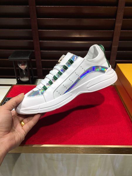 

2020v high-end men's casual shoes lace-up outdoor flat trainer sneakers leather low-men's breathable tennis sneakers 38-451, Black
