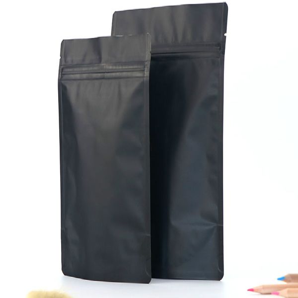 100 pcs rasgar entalhes reciclável Mylar preto mylar alumínio folha aberta parte superior da bolsa de saquetas de alimentos