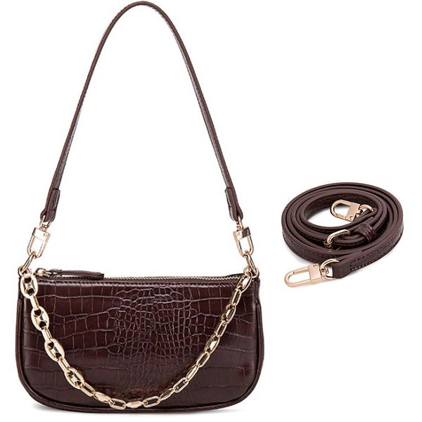 

crocodile pattern baguette handbag for women 2020 candy color chain ladies small shoulder bags fashion design purse armpit bag