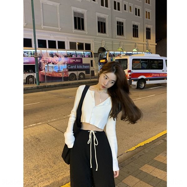 

internet celebrity outerwear cardigan women's sweater thin short 2019 summer coat slim long sleeve knitted coat spring and autumn top, White