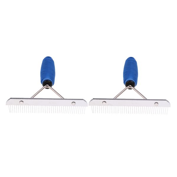 

2pcs dog cat hair comb pet knot remove rake shedding grooming brush blue