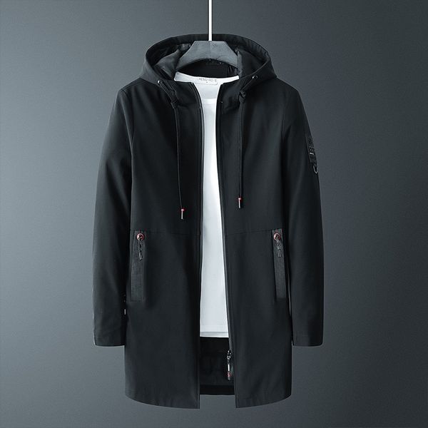 

m-5xl autumn and winter casual hooded fatty windbreaker jacket windbreaker large size mid-length jacket male jk888, Black;brown