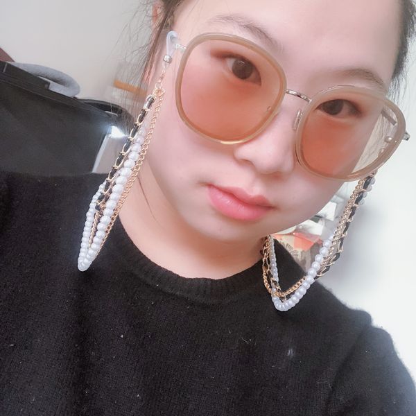 

kajlw new three- hanging glasses suspension chain exaggerated personality small fragrance same style glasses chain antidecorative hanging ne, Blue