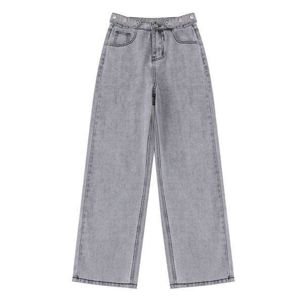 

new 2020 vintage women jeans high waist loose jeans gray boyfriend mom old washed with rivet belt, Blue