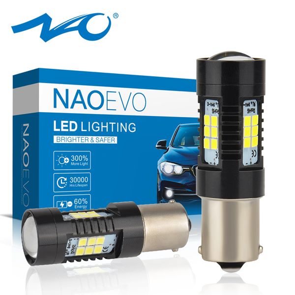 

nao 2x p21w led car bay15d ba15s bulb p21/5w 1156 1157 red r5w 12v 21smd 2835 motorcycle amber turn signals lamp white drl