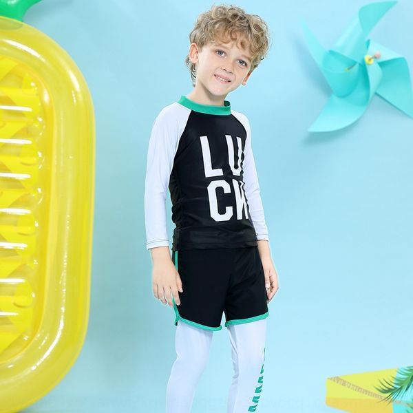 

new children's four-piece diving swimsuit korean boys long-sleeved trousers four-piece diving suit student swimsuit, Black