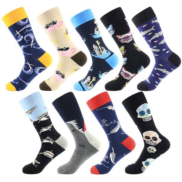 

2020 mode neue hiphop baumwolle herren socken crew harajuku glcklich spa shark alien planet socken fr mnner hochzeit weihnac, Black