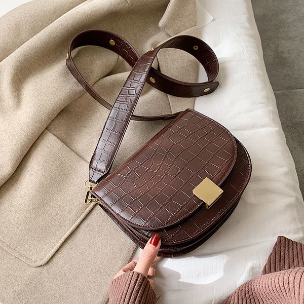 

luxury fashion women crossbody bag crocodile semicircle saddle bags soft leather shoulder bags for ladies handbags designer