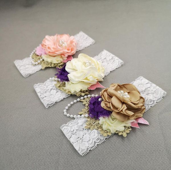 

baby girls hair accessories 3colors satin rosettes poppy flower headband sparking rhinestones pearl chain hair band kidocheese, Slivery;white