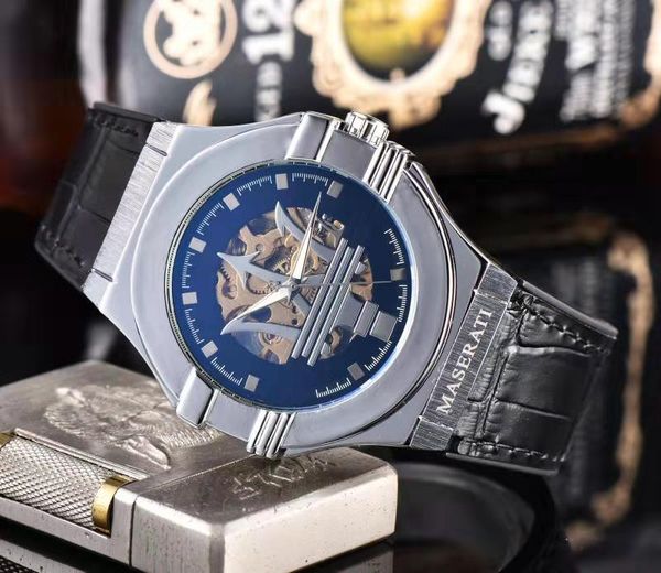 

selling casual business machinery men's watch royal oak fine maserati watch leather belt ing, Slivery;brown