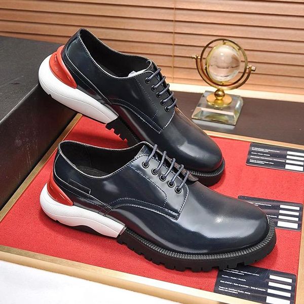 

mens shoes fashion casual autumn and winter formal wedding office design round toe thick sole shoes fashion lace up derby shoes, Black