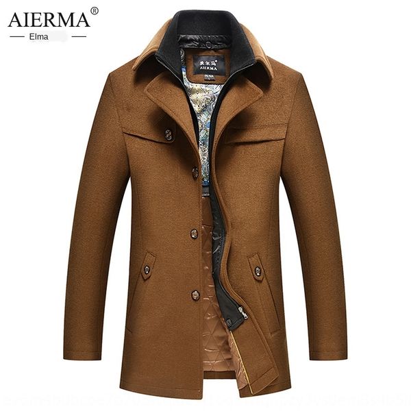 

new woolen coat long thickened new woolen windbreaker coat windbreaker men's long thickened men's, Black