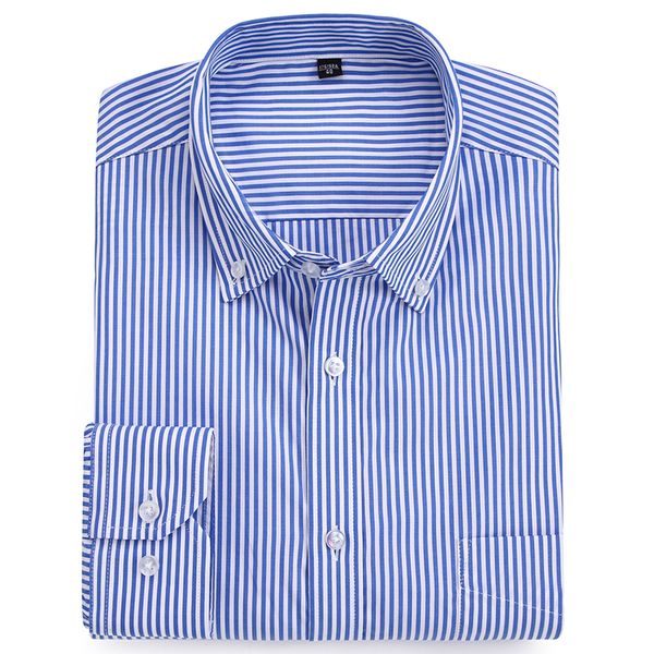 

men's casual striped/plaid checkered cotton shirts single patch pocket long sleeve standard-fit thin button-down gingham shirt, White;black