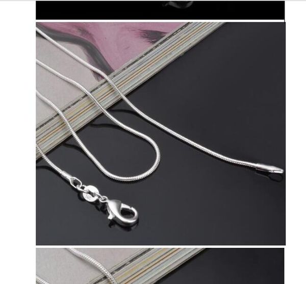 Catena del serpente Promozioni Collana in argento sterling 925 con catena a serpente liscia Catenacci per aragosta Catena di gioielli Dimensioni 1mm 16 18 20 22 24 pollici