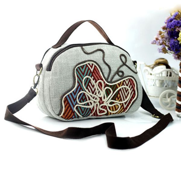 

fashion national string appliques women shopping small handbagsnice prints lady shoulder&crossbody bags all-match canvas bags