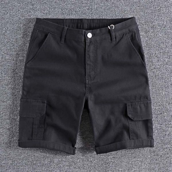 

2020 summer thin fashion brand big bag black and white denim shorts men's loose straight style casual work wear shorts 0329 sale, White;black