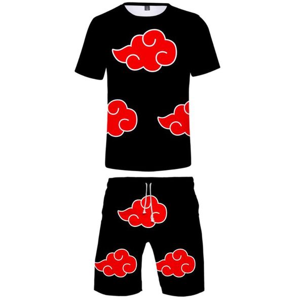 

anime naruto harajuku men/women/kids size hip hop personality 3d print naruto men's set t shier+beach shorts two-piece, Gray