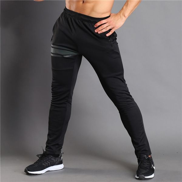 

men trousers breathable long pants running basketball trainning sweatpants elastic tights gym fitness workout reflective jogger, Black;blue