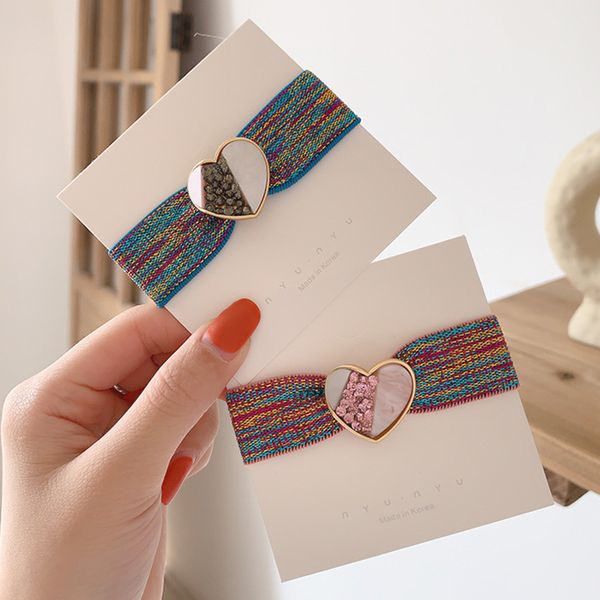 

hair accessories girls rhinestones simple tie rope female korean horsetail head headdress color matching love rubber band, Slivery;white