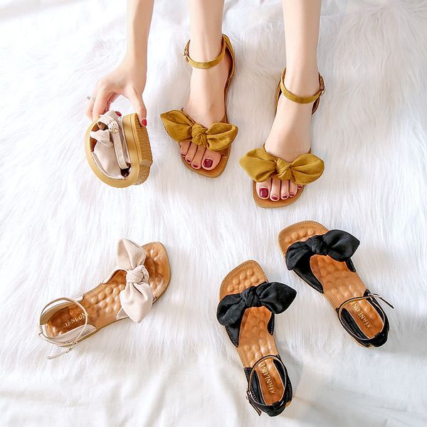 

women sandals sweet summer shoes woman flat sandals casual beach shoes with low heels chaussures femme platform size 43, Black