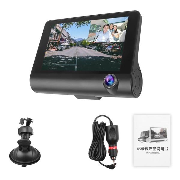

jiamen 4'' three lens mirror car dvr 1080p full hd video driving recorder rearview camera dash cam g-sensor night vision dash