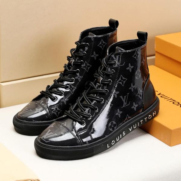 

men shoes sneakers casual fashion boots footwears with origin box tattoo sneaker boot men shoes casual zapatos de hombre an, Black