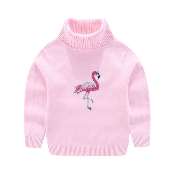 

ins children's children's clothing girls' parent-child clothing babies' turtleneck flamingo cartoon sweater knitted swea, Blue