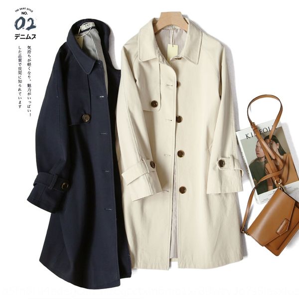 

zoj японских повседневный 2020 средней длины пальто осени женщин большой ветровка издание женской одежды осень пальто ветровка, Tan;black