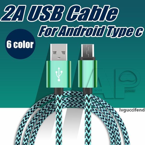 

type c micro v8 android over 2a fast charge nylon braided wire usb data line cables 3ft 6ft charging cable for galaxy s20 ultra