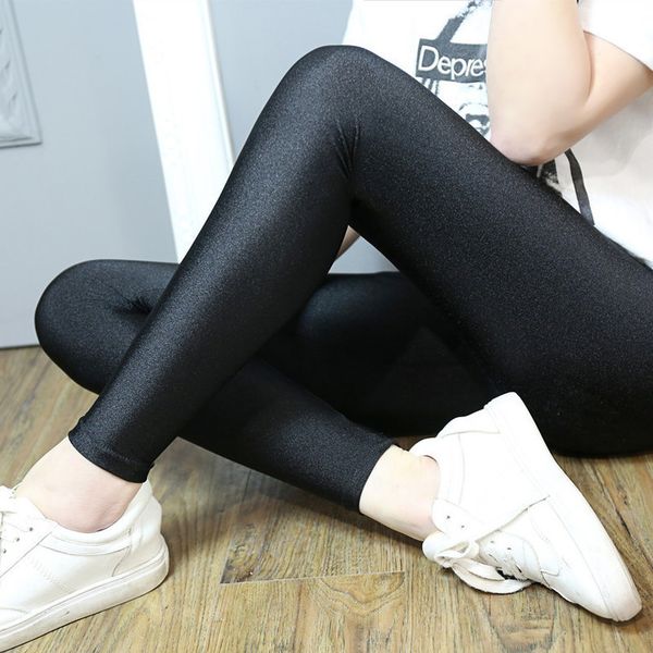 

2020 new women plus size leggings fashion solid slim pants black shiny trousers glossy pants 5xl 4xl 3xl large size