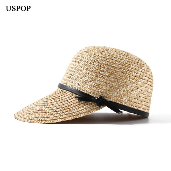

uspop new women visor sun hats female wide brim straw hat summer casual shade beach cap casual leather bow sun hats y200716, Blue;gray