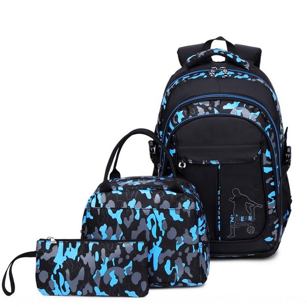 

2020 new three-piece bag middle school backpack student backpack camouflage printing bag men's and women's bags
