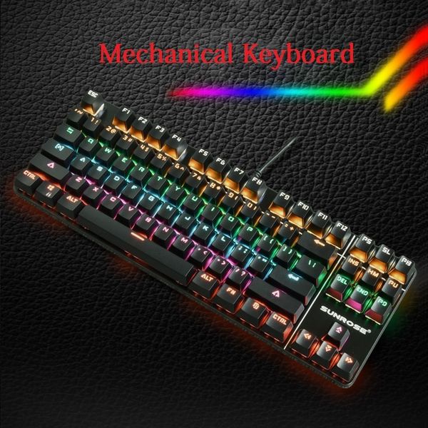 

gaming механическая клавиатура с зеленым коммутатор 87-ключ проводная gaming e-sports gaming keyboard russian english layout для ноутбука