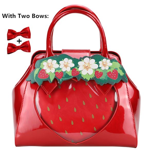 

lolita red strawberry flower love heart messenger handbag shoulder bag zipper boys girls bags school book bag cosplay