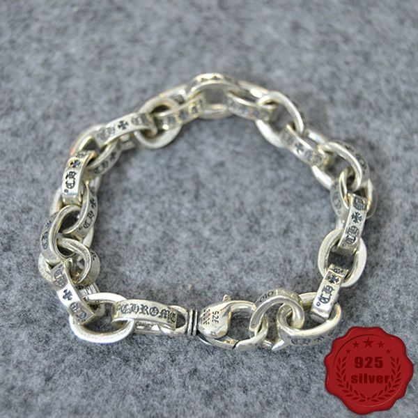 

s925 sterling silver bracelet personalized fashion classic jewelry vintage domineering letters couple punk hip hop style 2020 new, Black