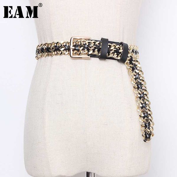 

eam] pu leather chain split joint long wide temperament belt personality women new fashion tide all-match spring 2020 1n953, Black;brown