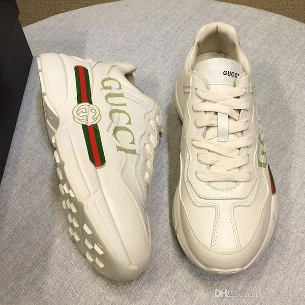 

fast delivery men 's rhyton leather sneaker with print men 's shoes comfortable fashion classic style shoes vintage sports low t, Black