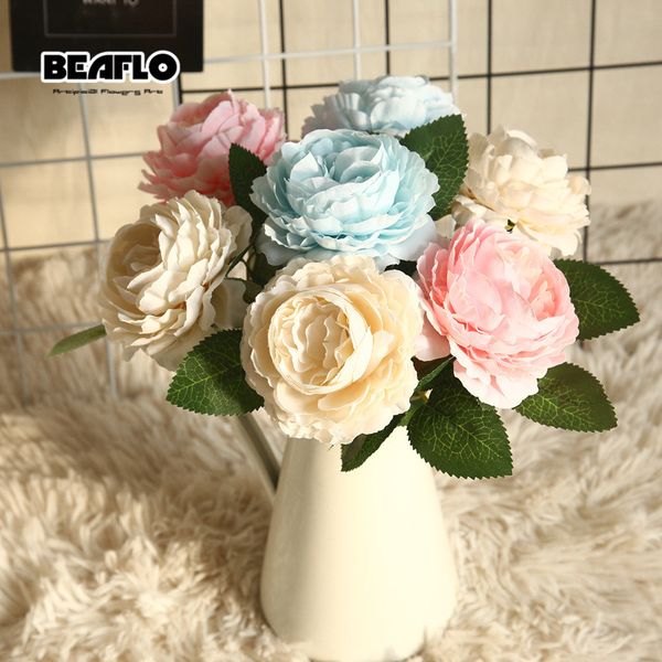 

1pc artificial flower fresh rose peony silk floral fake flowers with vivid leaf for home wedding decoration party garden decor