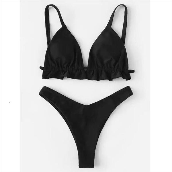 

2020 women bikini set underwire padded beach floral suit swimwear beachwear solid color bathing suit thong biquini, White;black