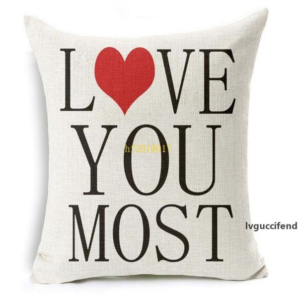 

flax pillowcase cotton love letter office car home bed with a jacket for diy 45 * 45cm