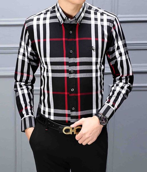 

2020 designers custom-made breathable long-sleeve men's dress shirt, customized dress shirt slim check shirt, customized flowered men&#, White;black