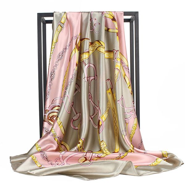 

мода платочек шарфы для женщин печати silk satin hair scarf женский 90cm * 90cm квадратных шали большие хиджаб шарфы для дам, Blue;gray