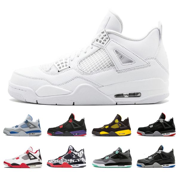 

4 4s basketball shoes men pure money white cement fire red oreo bred royalty alternate 89 cavs sports sneakers us 8-13
