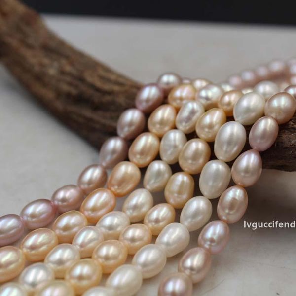 

7mm/35pcs natural white/pink/purple oval freshwater pearl loose beads for diy fine jewelry making t200507