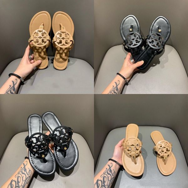 

2020 springslippers genuine leather black brown flip flopscasual beach shoes large size slipper retro#634