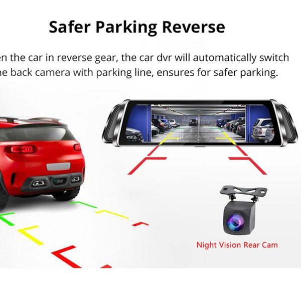 

x8 full screen 10 inch streaming dual lens driving recorder car dvr
