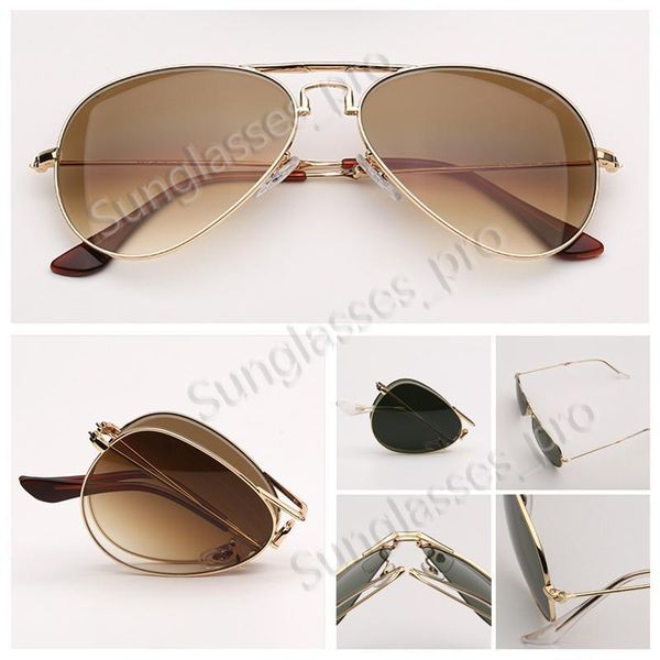 

designer folding sunglasses brand fashion pilot woman mens beach sunglasses eyeware oculos de sol with sun glasses leather case, White;black